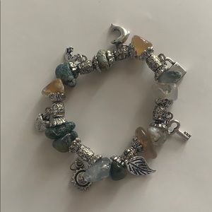 Stretch Stone Bracelet with Charms
